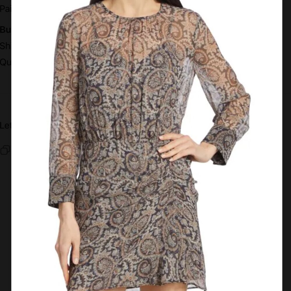 Veronica Beard Palmora Paisley Silk Mini Dress, Size 6